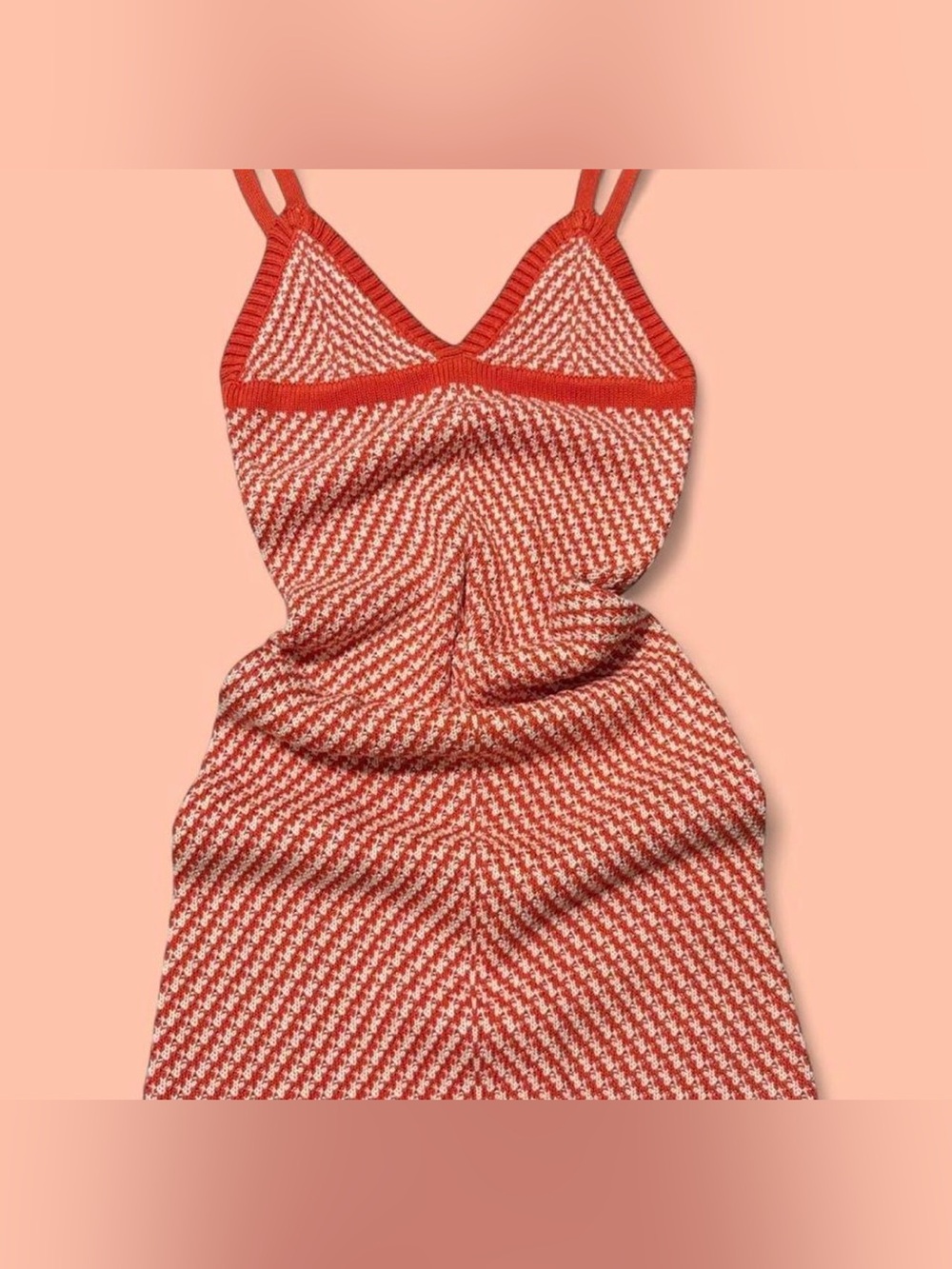 Orange and Cream Knit Slip Dress